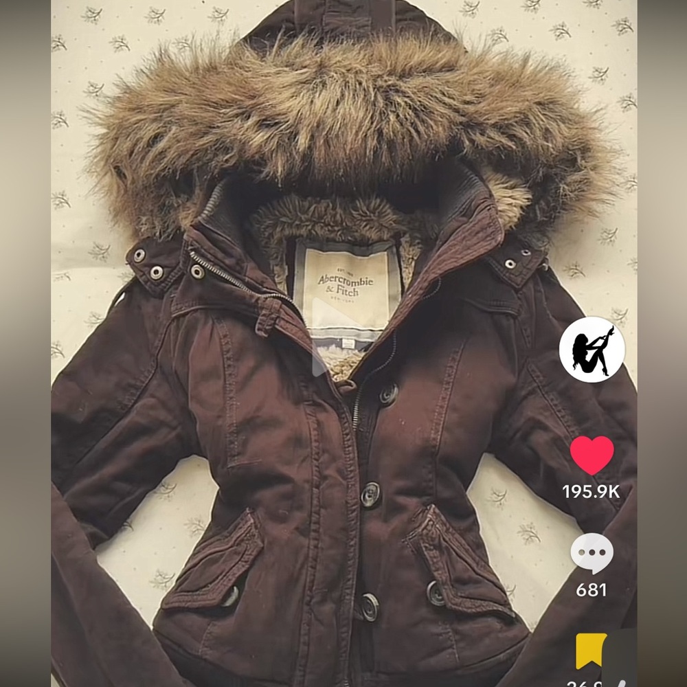 Abercrombie & Fitch Dark Brown Hooded Coat
